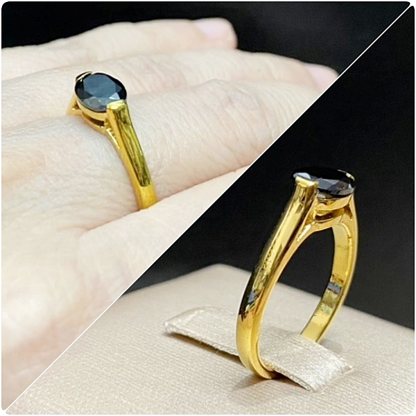 แหวนนิล แหวนนิลดำ พลอย นิลสีดำ แหวนชุบทอง 24k ชุบทอง ชุบทองแท้ - รูปที่ 2