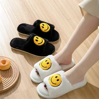 (พร้อมส่งจากไทย) รองเท้าใส่ในบ้าน หัวเปิด พื้นนิ่ม สลิปเปอร์ รองเท้าแตะขนฟู สวมใส่สบาย รองเท้าสลิปเปอร์