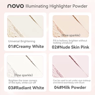 9113 (ใหม่/แท้) NOVO Highlight Powder 3D ไฮไลท์ ชิมเมอร์ หน้าเงา เนื้อบางเบา สีสวย เม็ดสีแน่นติดทน