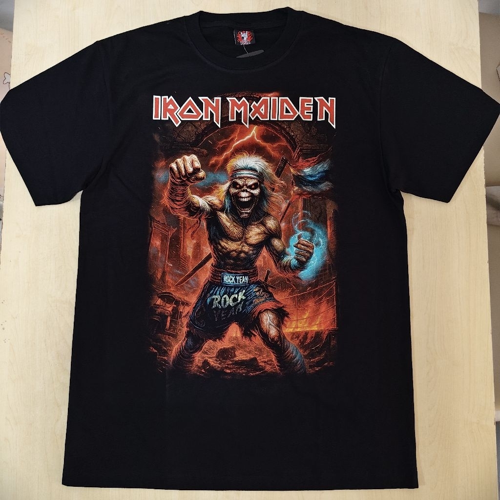 เสื้อยืด iron maiden ป้ายrock yeah