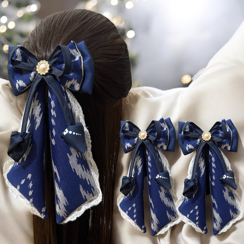 กิ๊บติดผมขนาดใหญ่พิเศษ(โบว์ผ้าทอลายไทย) นักเรียน (ติด”เกสรมุกทุกชิ้นนะคะ) กิ๊บผ้าไทย กิ๊บติดผมผ้าไทย โบว์ลายไทย โบว์ผ้าไ