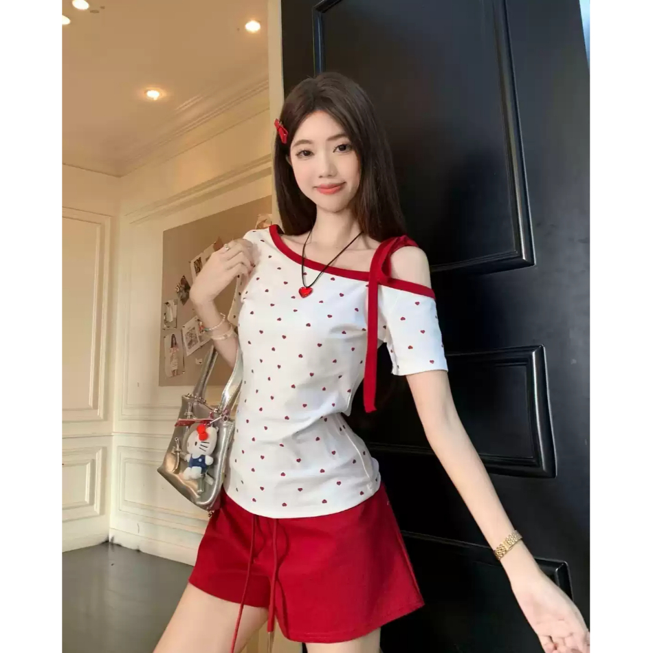 【การจัดส่งคลังสินค้าไทย】ELIYA เสื้อปาดไหล่ผู้หญิง ลายจุด สไตล์เกาหลี ดีไซน์สุดคลาสสิก ขนาด S-XL สำหรับทุกโอกาส