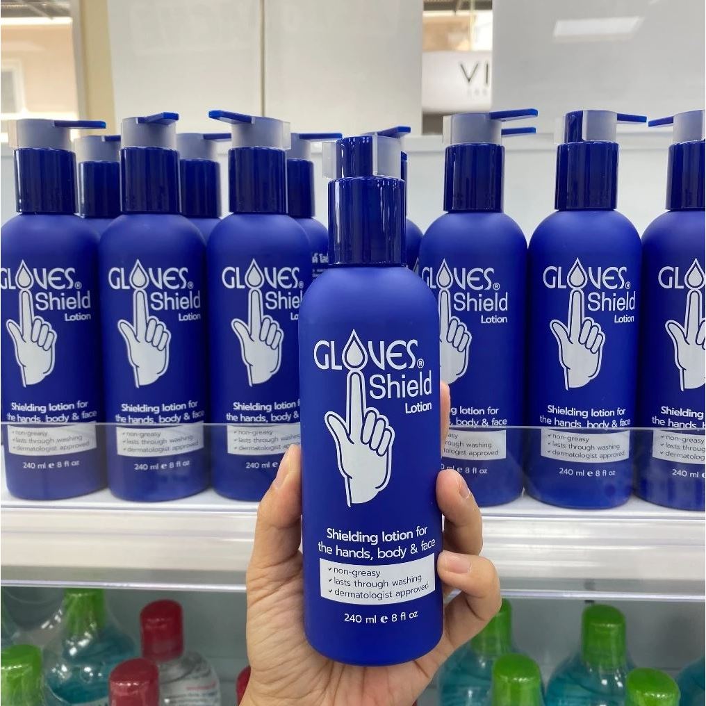 Gloves Shield lotion โกลฟชิลด์ โลชั่นเคลือบผิวสูตรซึมซาบเร็ว โลชั่นทามือ โลชั่นบำรุงผิว สำหรับผิวแห้ง - 240 ml.