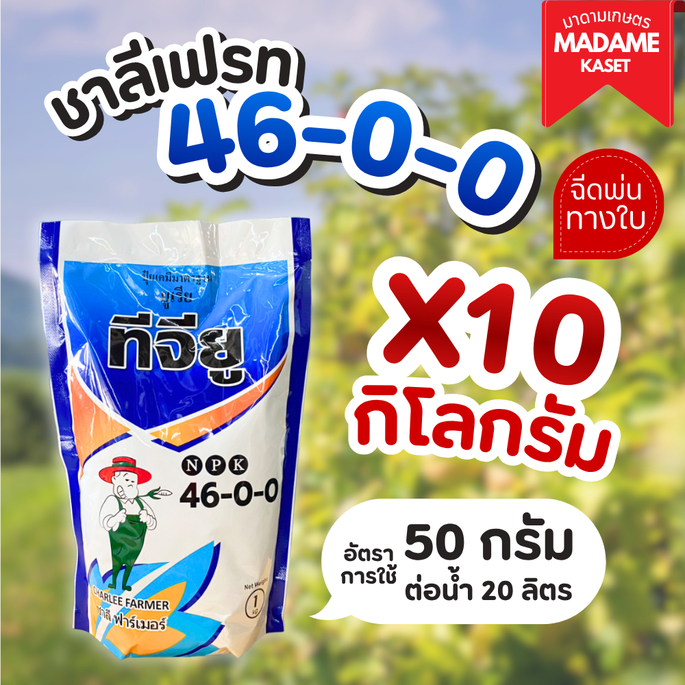 ยกแพ็คx10กิโลกรัม | ชาลีเฟรท 46-0-0 เร่งต้น สร้างใบ แตกกิ่งก้าน ต้นเขียวโตเร็ว ลำต้นแข็งแรง 1 กิโลกรัม