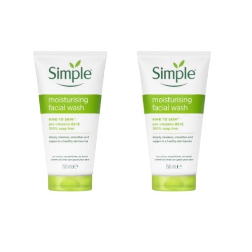 ( ซื้อคู่สุดคุ้ม ) Simple ซิมเพิล คายด์ ทู สกิน มอยส์เจอร์ไรซิ่ง เฟส วอช 150 มล. โฟมล้างหน้า