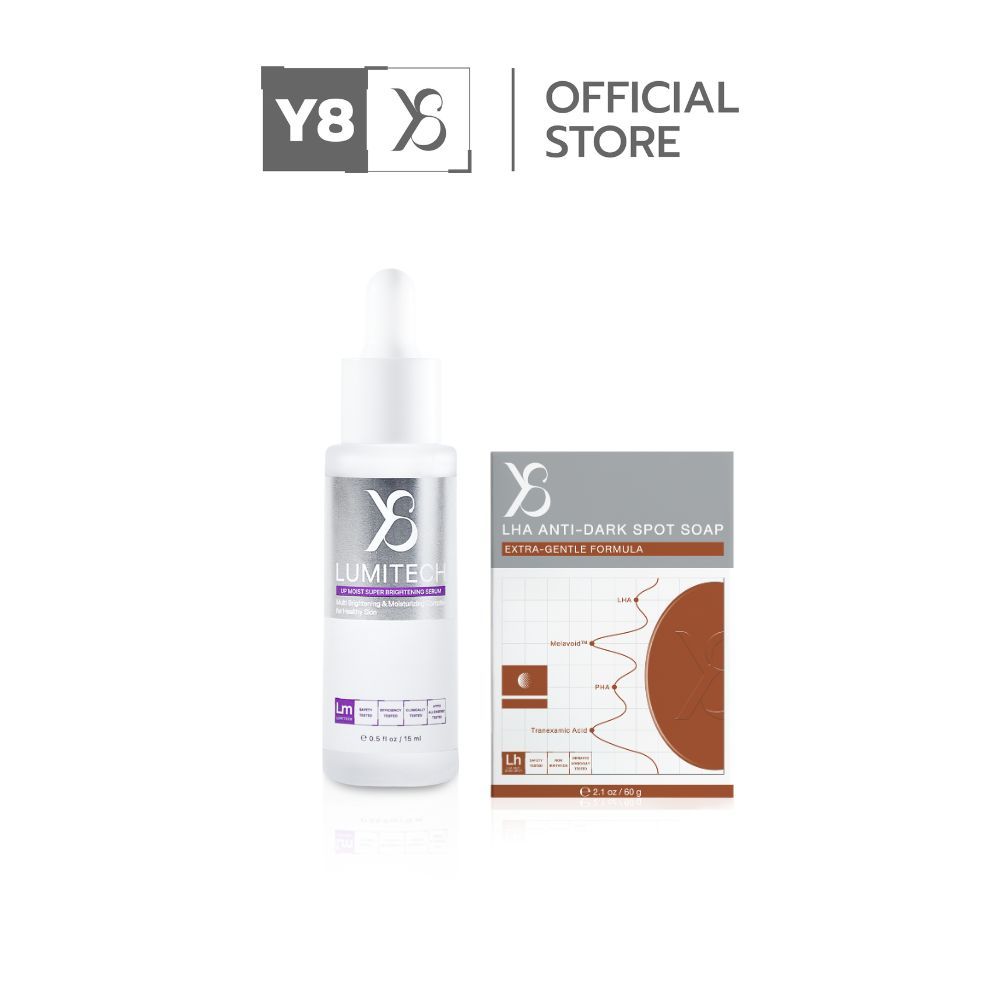 (Lumitech+สบู่ฝ้า) Y8 Setคู่ ลดฝ้ากระ จุดด่างดำ ผิวกระจ่างใส ชุ่มชื้นยาวนาน ลดหมองคล้ำ