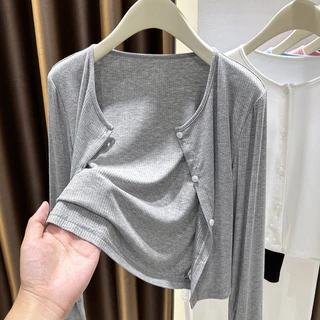🌸พร้อ​มส่ง🌸เสื้อคาร์ดิแกนแจ็คเก็ตบางเสื้อผ้าป้องกันแสงแดดผ้าคลุมไหล่ผู้หญิง สไตล์ใหม่