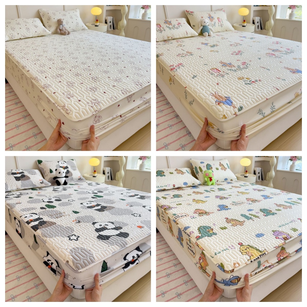 New 🌹ผ้าปูที่นอน ผ้าปูที่นอนกันไรฝุ่น มี3.5ฟุต/5ฟุต/6ฟุต ผ้ารองกันเปื้อนที่นอน รัดมุม360° เครื่องนอน
