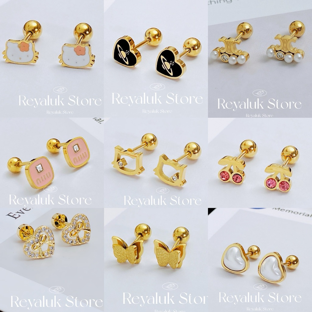 ต่างหูจิวหมุน รวมแบบขายดี หุ้มทอง 18K / ก้านเงินแท้ S925 ใส่กันน้ำ ไม่แพ้ ใส่ติดหูได้ทุกวัน✨