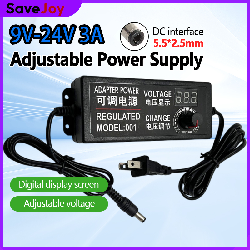 AC to DC อะแดปเตอร์ ปรับโวลท์ได้  9V-24V 3A พร้อมหน้าจอแสดงผล อะแดปเตอร์ปรับพลังงาน  Voltage Adjustable Adapter B186