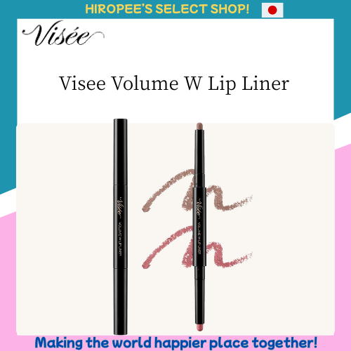 Visee Volume W Lip Liner 0.5g, Fragrance-Free, Twist-Up Moisturizing Liner for Fuller Lips