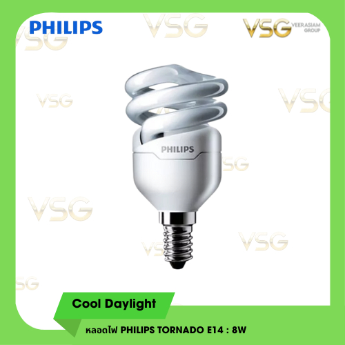 PHILIPS หลอดไฟแบบเกลียว Tornado  ขั้วE14และE27 แสงขาวและแสงเหลือง