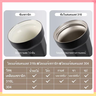 กระบอกน้ำเก็บอุณหภูมิ 550ml กระติกสุญญากาศเซรามิคไลเนอร์ ชุดภาพวาดลายพิเศษ แก้รูปร่างสูงแก้วน้ำสองใบ