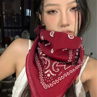 ผ้าเช็ดหน้า ผ้าโพกหัว 55x55cm ผ้าพันคอ Hip Hop หลายสไตล์ DIY ใช้ได้หลายแบบ