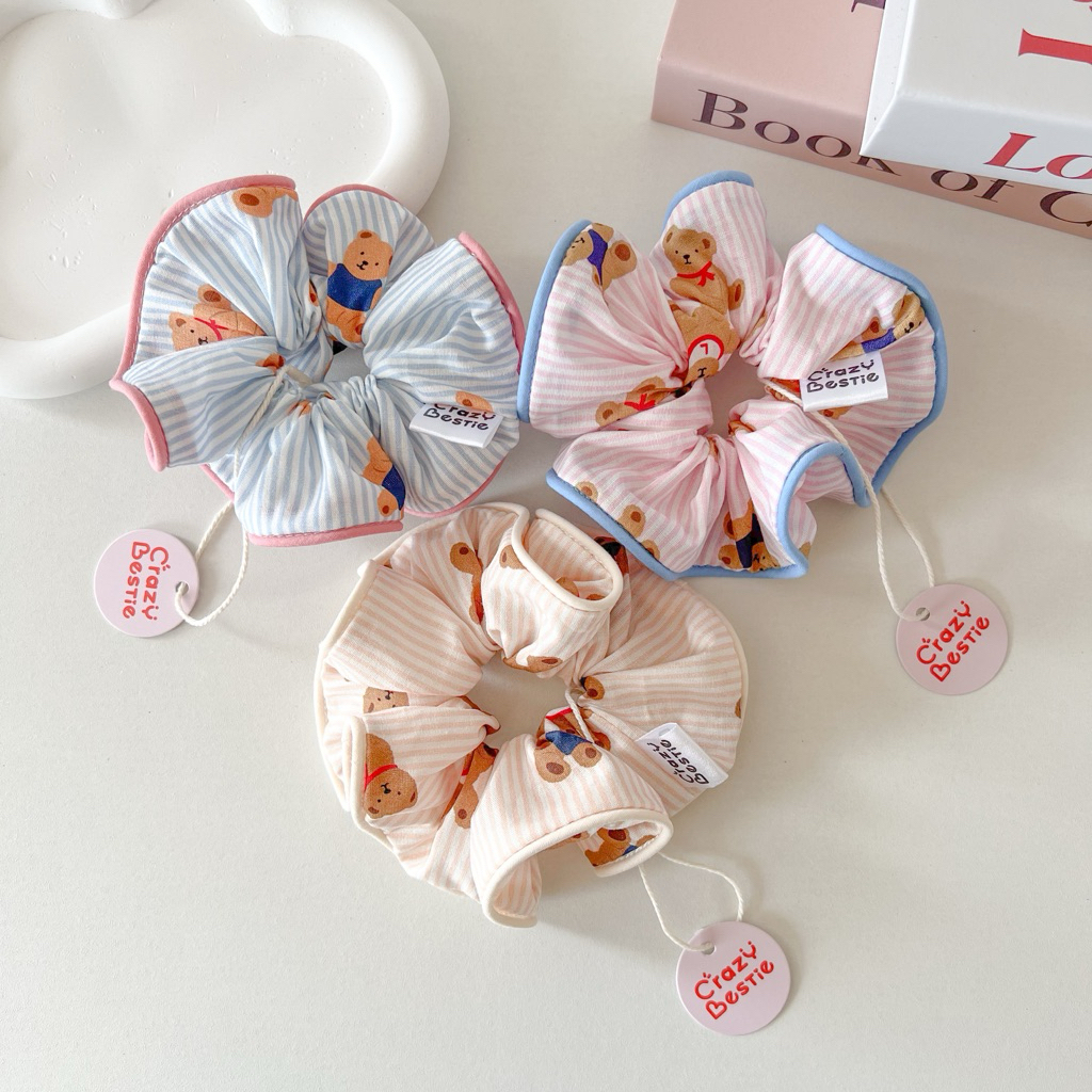 ยางรัดผมลายน่ารัก แต่งขอบสีพาสเทล🌸(CB22)