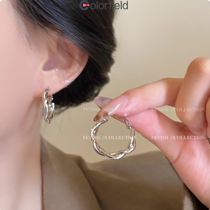 Colorfield ต่างหูบบบิดเกลียว แฟชั่น เรียบง่าย เข้ากับทุกการแต่งกาย สำหรับผู้หญิง เครื่องประดับแฟช-COD💖