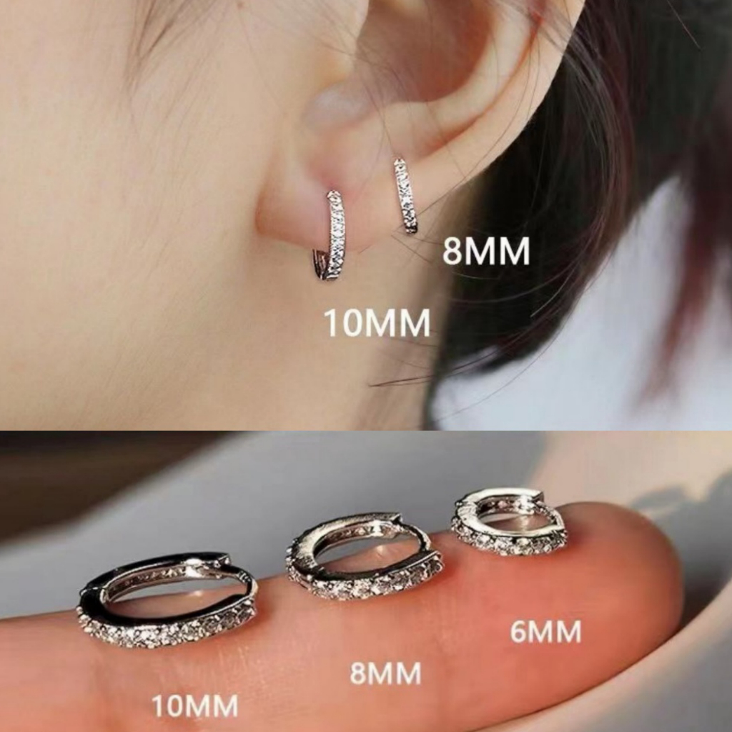 ต่างหูเพชรเงิน925 เพชรCZ  สวยตาแตก เรียบหรู ดูดีมาก RA18 Mellow