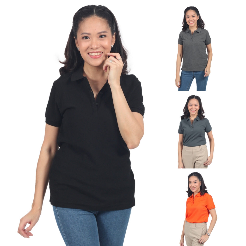 ZENTURY MAX เสื้อโปโลหญิง แขนสั้น ผ้าคอตตอน ผสม สเปนเด๊กซ์ รุ่น LKP-2013 สีเทาเข้ม, ดำ, เทาดำ, ส้ม
