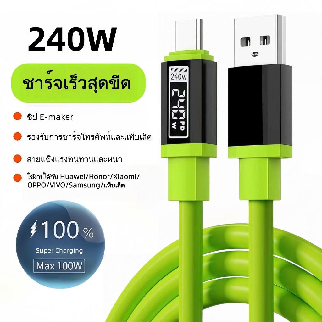 240W สายชาร์จ type c TO C ชาร์จเร็วสุดๆ USB TO C สายชาร์จเร็ว สำหรับ Huawei Samsung oppo iPhone แท็บเล็ต คอมพิวเตอร์ - รูปที่ 3