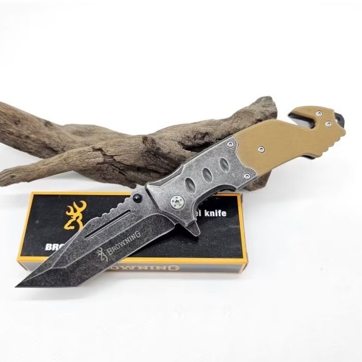 มีดพับ BROWNING(A340) ด้ามจับG10 เหล็กหนา ทนทาน ใบมีดสแตนเลส เคลือบกันสนิม สำหรับเดินป่า เอนกประสงค์ ออกกำลังกาย