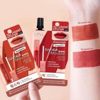 [ กล่องx6 ] Sistar Velvet Mousse Lip Color ซิสต้าร์ เวลเวท มูส ลิป คัลเลอร์ 2g ( เลือกสี )