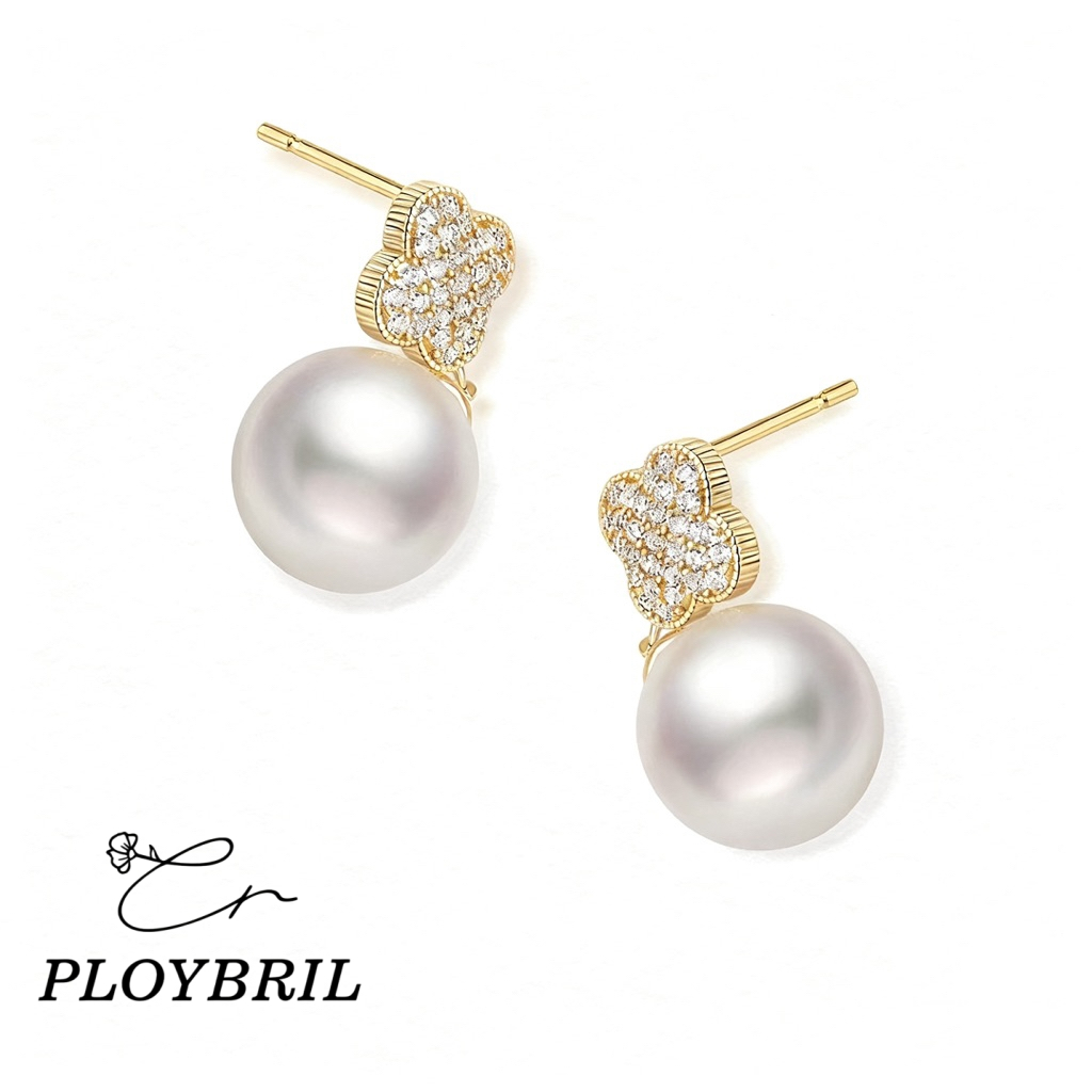PLOYBRIL E004 ต่างหูไข่มุก ดีไซน์หรู สไตล์เกาหลี ฝังเพชร CZ ประกายสวย ต่างหูผู้หญิง ใส่งานแต่ง ออกงาน แฟชั่นมินิมอล ราคา ถูกที่สุด ดีลบีเคเค แกลเลอรีภาพที่ 5