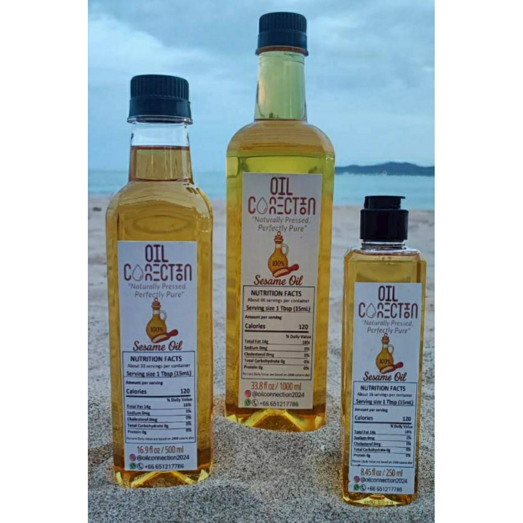 น้ำมันงาขาวสกัดเย็น 100% บริสุทธิ์