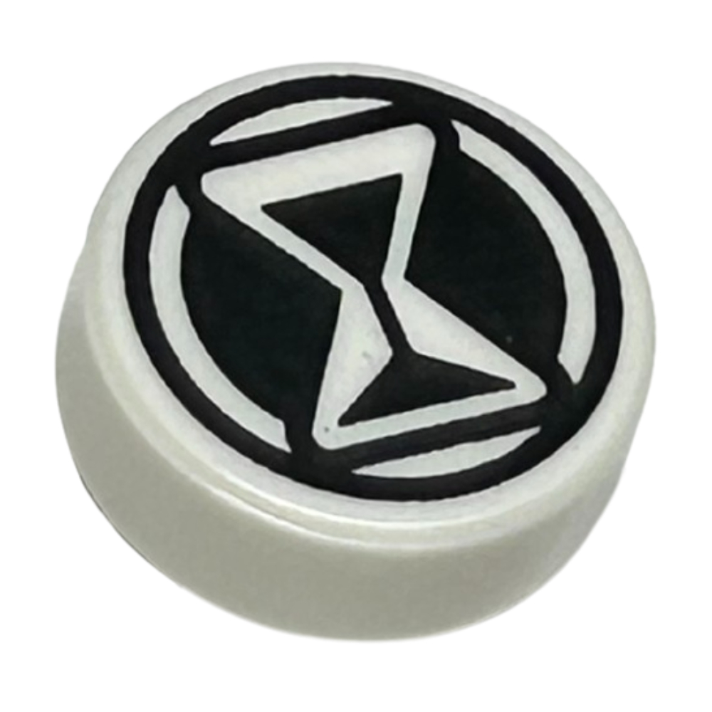 ชิ้นส่วนเลโก้ Lego Part Tile, Round 1 x 1 with Black Hourglass and Circle Pattern (98138pb387) ราคา/ชิ้น