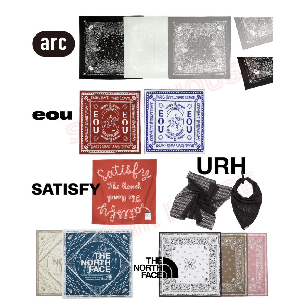[พร้อมส่ง]  Bandana ผ้าพันคอ Satisfy, EOU, URH, ARC, TheNorthFace