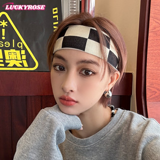 LUCKYROSE ผ้าคาดผมสไตล์สตรีท ลายตารางสวมใส่เท่ๆ กันเหงื่อ สำ…