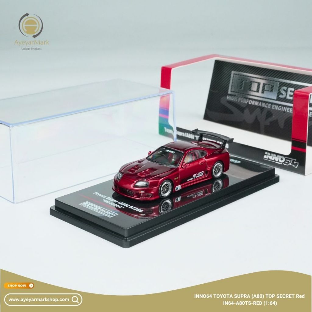 INNO64 Toyota Supra A80 Top Secret Red IN64-A80TS-RED (1:64) Diecast Model Car Collectible