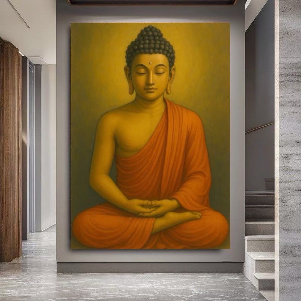 Buddha V9-ภาพพระมงคล ภาพแต่งห้องพระ แขวนผนัง ภาพพิมพ์แคนวาสพร้อมกรอบลอย