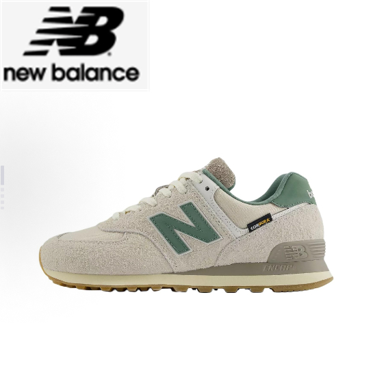 New Balance NB 574 Low cut Leisure City Commuting Running Shoes in White and Green ของแท้100%