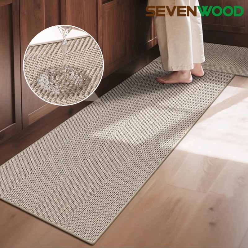 SEVENWOOD พรมห้องครัวกันลื่น พรมเช็ดเท้าซับน้ำ พรมปูพื้นทนทาน ซักได้ง่าย ใช้ได้ทั้งห้องครัว ห้องน้ำ และหน้าประตู