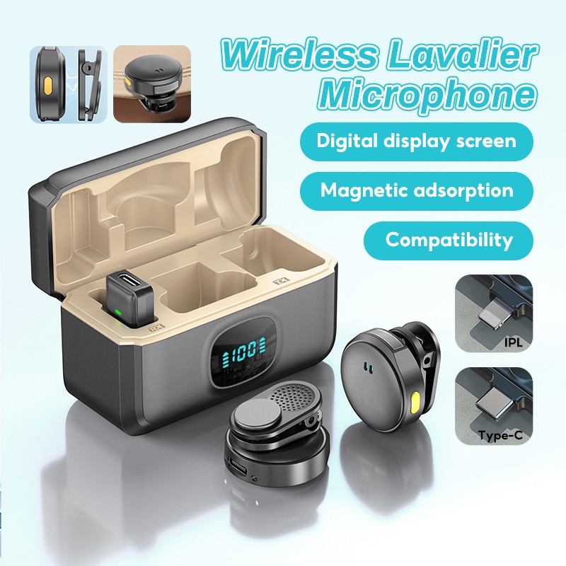 ไมโครโฟนไร้สาย ไมค์ไลฟ์สด ตัดเสียงรบกวน ไมโครโฟนติดปกเสื้อ Wireless Microphone