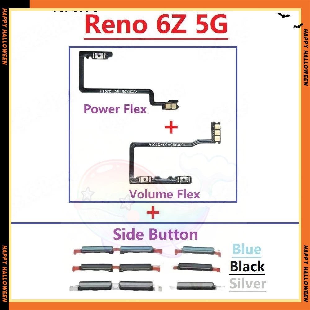 เปิด/ปิดปุ่มสวิทช์ด้านข้าง Volume Up Down ปุ่ม Flex Cable Replacement สําหรับ OPPO Reno 6Z 5G