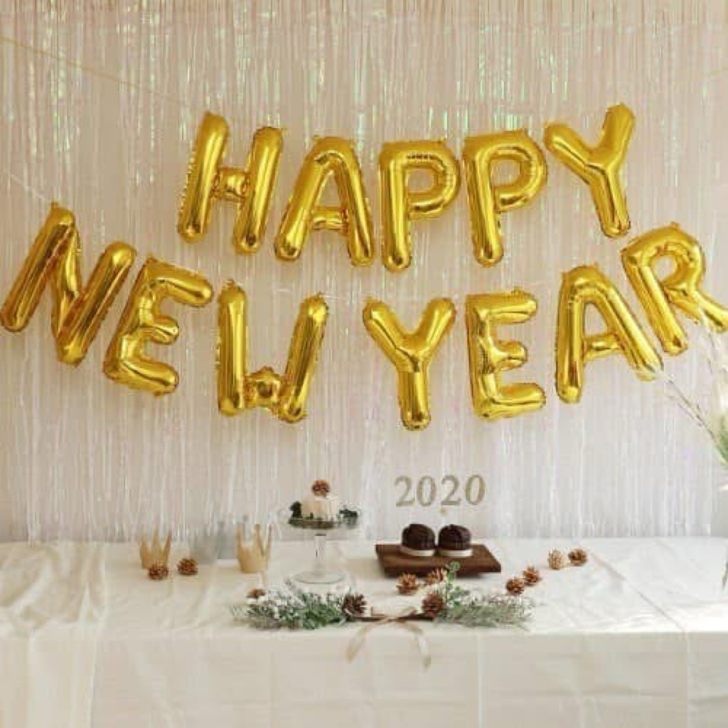 พร้อมส่ง ลูกโป่งอักษรปีใหม่ งานปาร์ตี้ Happy new year