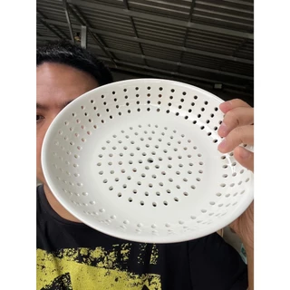 จานเซรามิกนึ่งอาหาร จานเซรามิกแบบมีรู จานรองนึ่ง ขนาด20cm