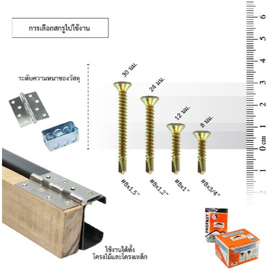 (100 ตัว) Profast สกรูปลายสว่านอเนกประสงค์ เบอร์ 8 มีหลายขนาด