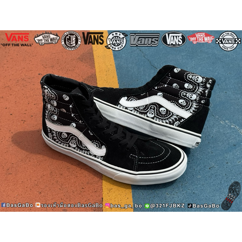 VANS SK8 - HI BANDANA BLACK WHITE รองเท้ามือสอง รับประกันแท้ รองเท้าVansมือสอง Vansมือสอง รองเท้าVan