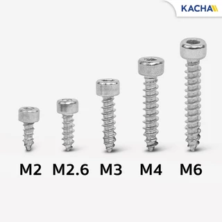 Kacha สกรูหัวจมหกเหลี่ยม เกลียวปล่อย สแตนเลส 304 คุณภาพสูง ทนทานสนิม ขนาด M4-M6 ยาว 8-35มิล