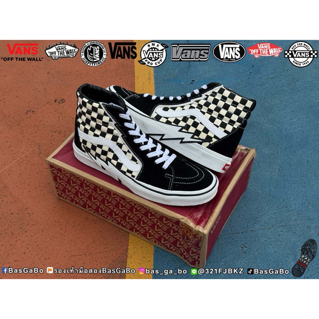 VANS SK8-HI BOLT CHECKERBOARD BLACK รับประกันแท้ รองเท้าVans Vansตาราง VansSK8 รองเท้า