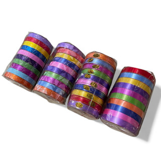 ริบบิ้น คละสี คละลาย สุ่มลาย แพคละ10ม้วน ราคาส่ง