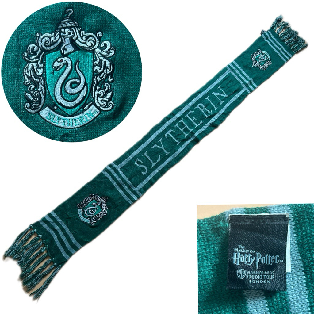 ผ้าพันคอแฮร์รี่ แท้มือสอง Slytherin Harry Potter Studio Tour London scarf *used 2