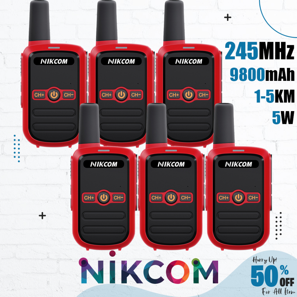 【Set of 6】NIKCOM C51 วิทยุสือสาร 245MHz 9800mAh 16 ช่อง รองรับ Motorola C51 Walkies Talkie พกพาสะดวก