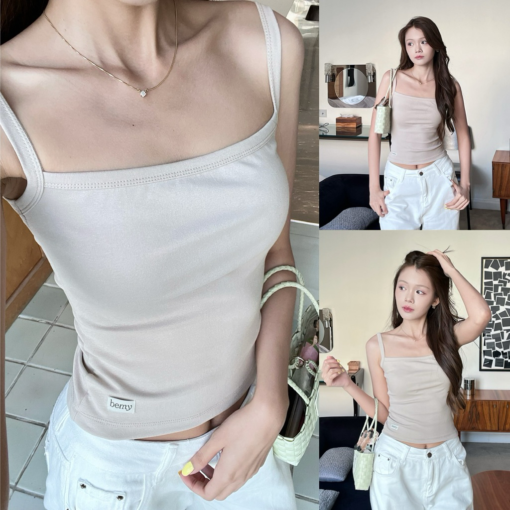 เสื้อสายเดี่ยวผู้หญิง คอเหลี่ยม ผ้านุ่ม ใส่สบาย ทรงสวย ใส่เที่ยว ใส่ทำงาน รุ่น Lana Top by BEMYCHIC รูปที่ 2