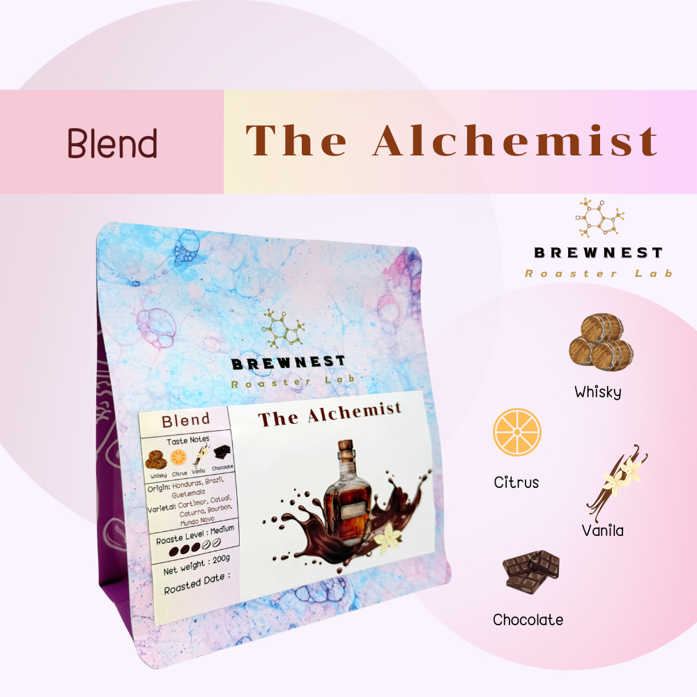 เมล็ดกาแฟคั่วกลาง The Alchemist - Blend (Medium) - BrazilxHondurasxGuatemala - Brewnest Roaster Lab