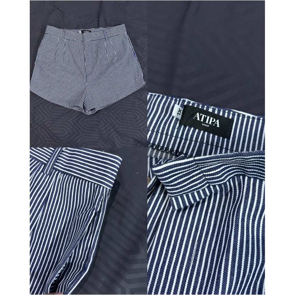 กางเกงขาสั้นลายทางสีกรม แบรนด์ ATIPA
