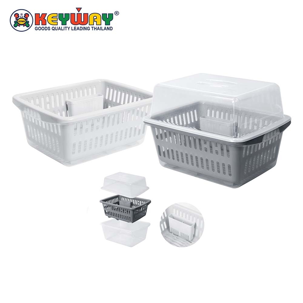 ที่คว่ำจาน พร้อมตะแกรงและฝาปิด Dish Rack with Drip Tray and Lid : D-573