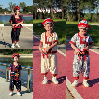 ชุดพื้นเมืองเด็ก ชุดเด็กดอย(มีไซส์1-10ปี)รุ่นเเต่งเเถบผ้าทอ …